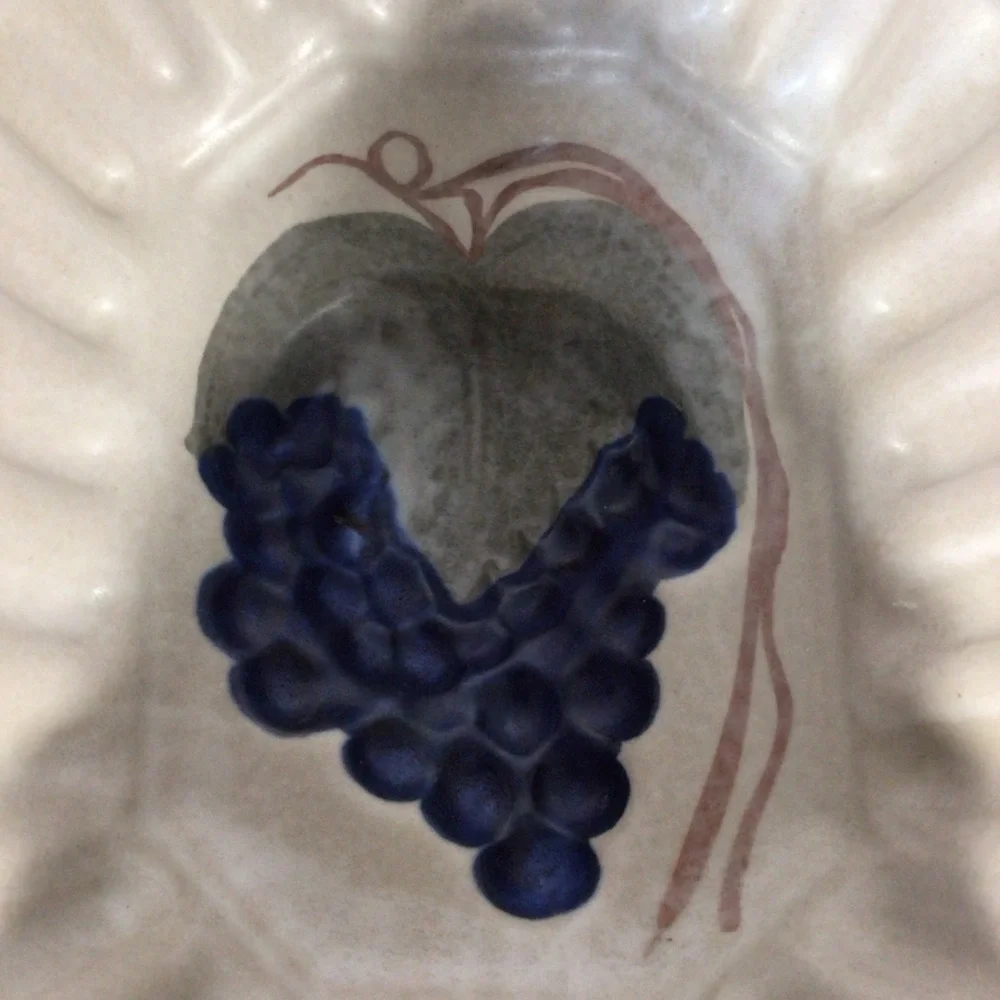 Vintage Handcrafted Chatham Stoneware Grape Design Pudding Mold